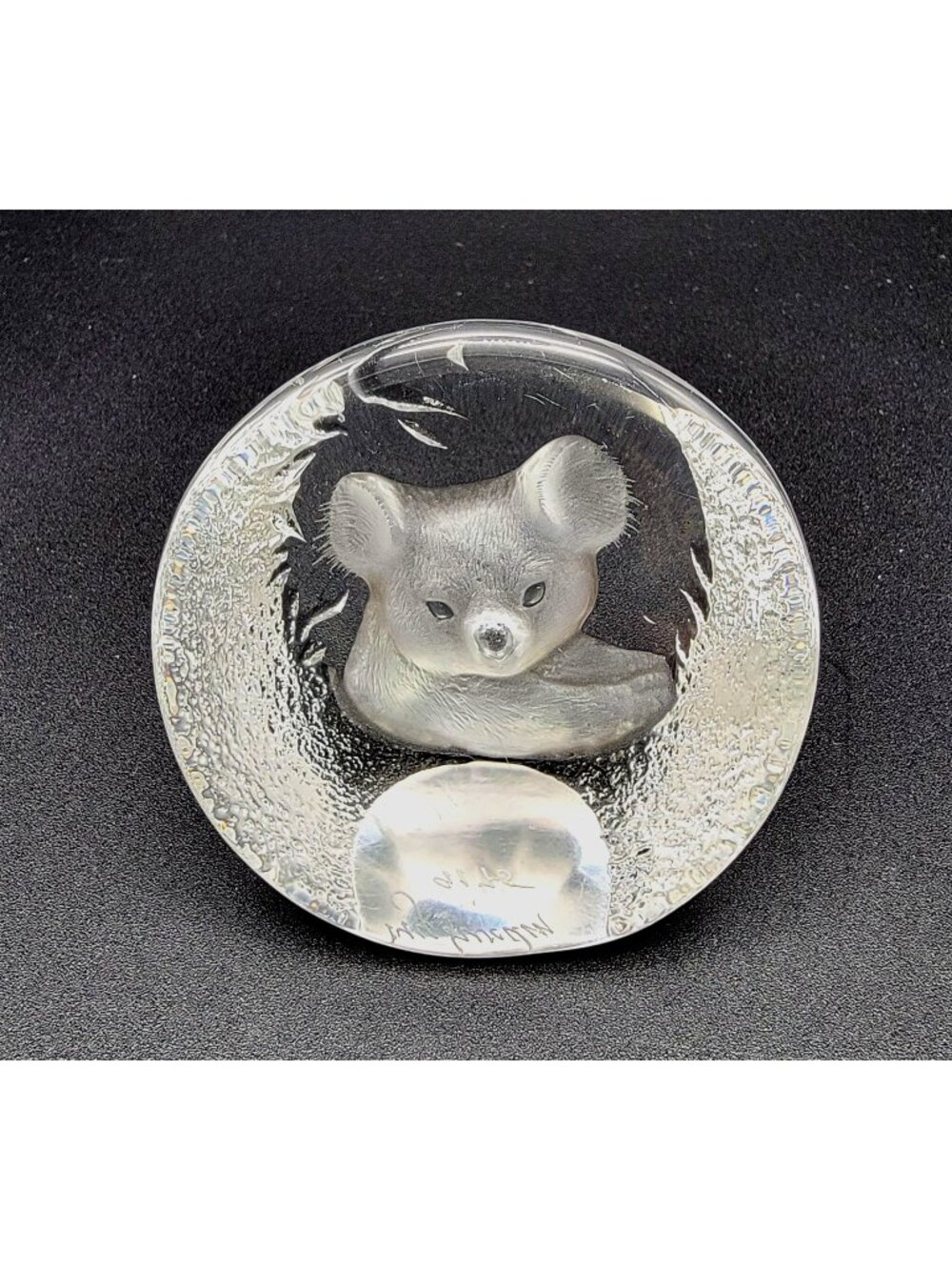 Mats Jonasson Crystal Koala Bear Paperweight SignedMJ Sweden 9175